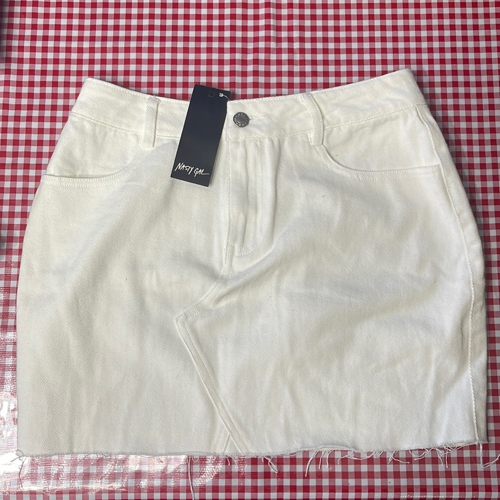 White Denim Mini Skirt